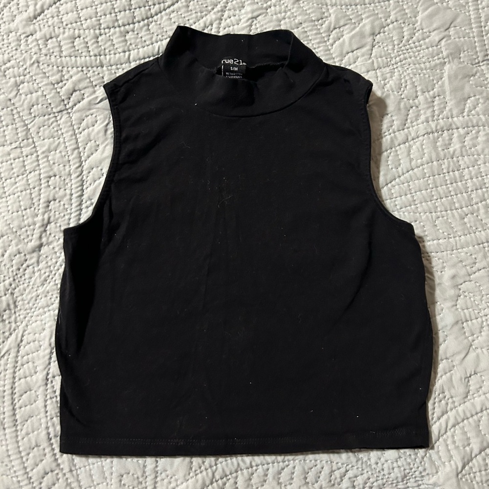 Black Turtleneck Crop Top